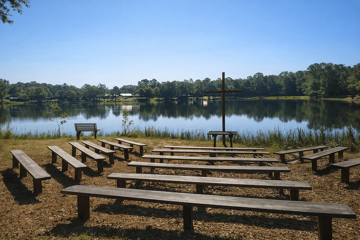 Lakeside chapel at Camp Bratton-Green